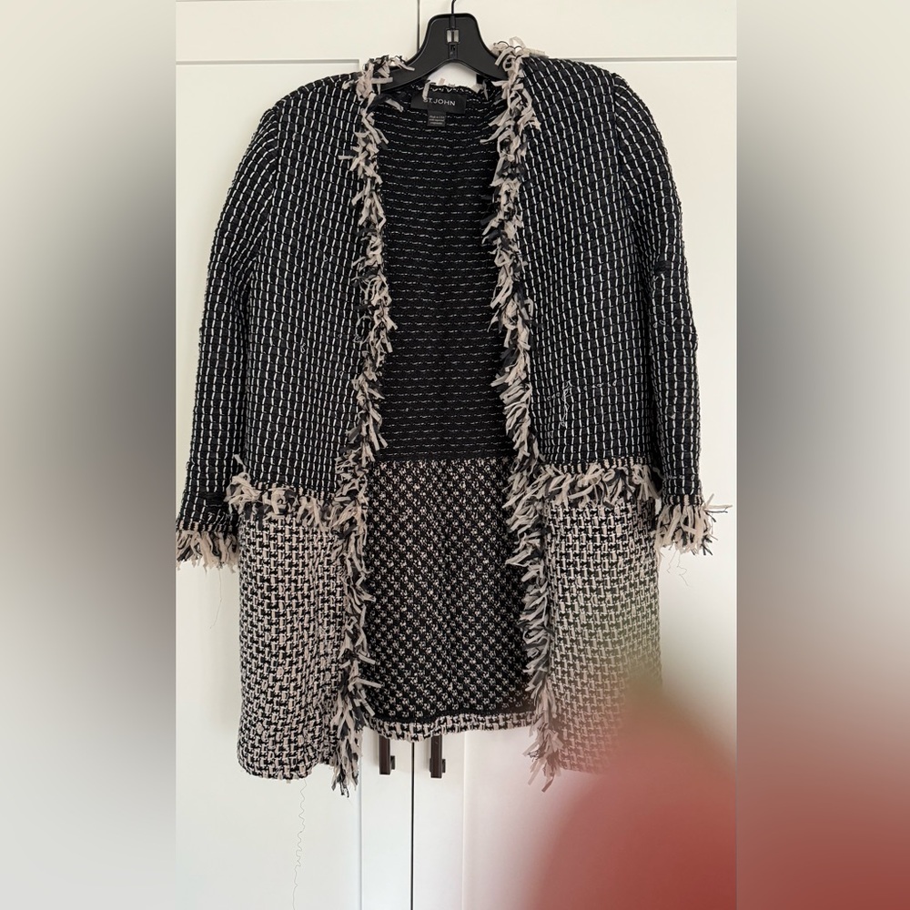 St. John Black and Cream Textured coat